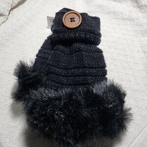 Fashion by Mirabeau Fingerless BLACK Gloves-Faux Fur